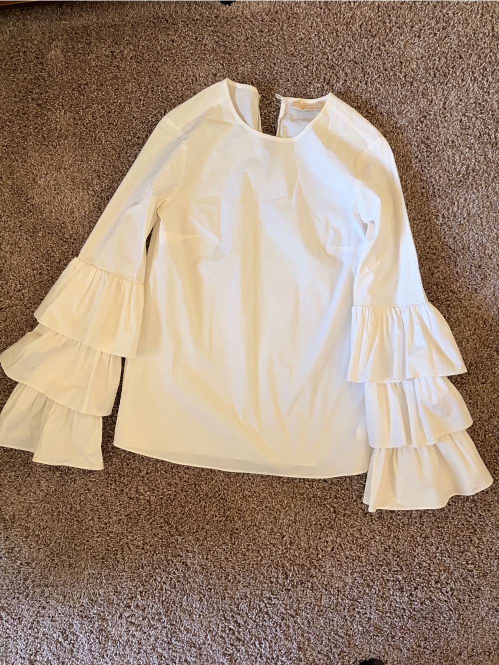Michael Kors White Ruffle Sleeve Blouse